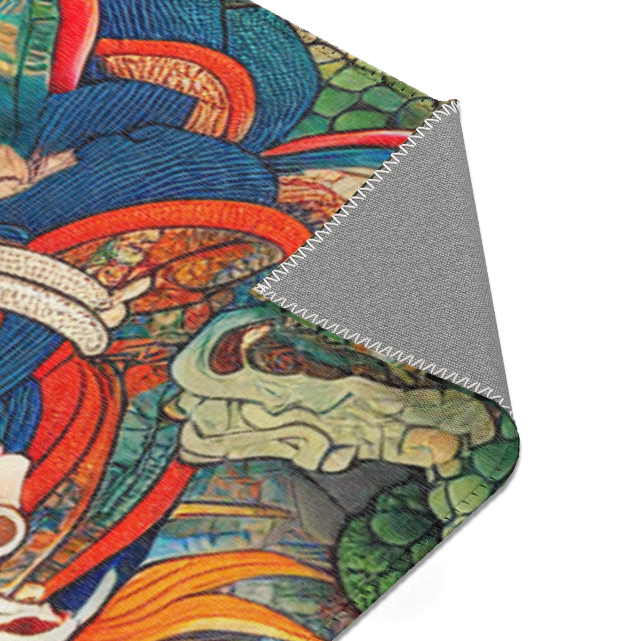 Japanese Yokai Area Rug with Edo Era Mythical Realm Design