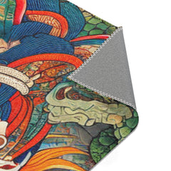Japanese Yokai Area Rug with Edo Era Mythical Realm Design