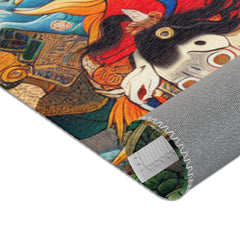 Japanese Yokai Area Rug with Edo Era Mythical Realm Design