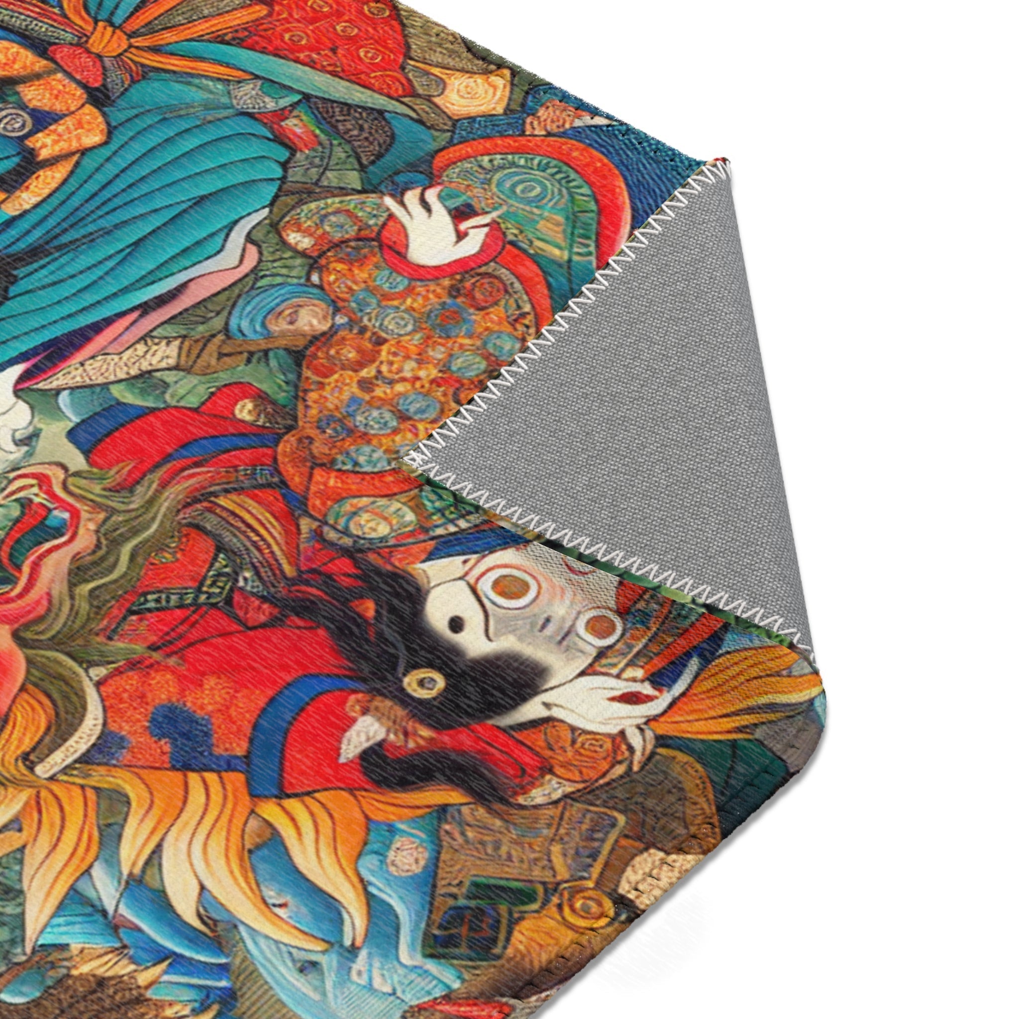 Japanese Yokai Area Rug with Edo Era Mythical Realm Design