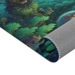 Japanese Yokai Area Rug with Twilight Hues and Forest Design