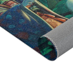 Japanese Yokai Area Rug with Twilight Hues and Forest Design