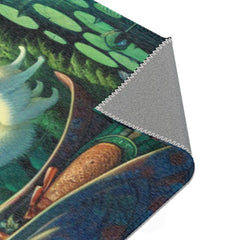 Japanese Yokai Area Rug with Twilight Hues and Forest Design