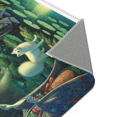 Japanese Yokai Area Rug with Twilight Hues and Forest Design