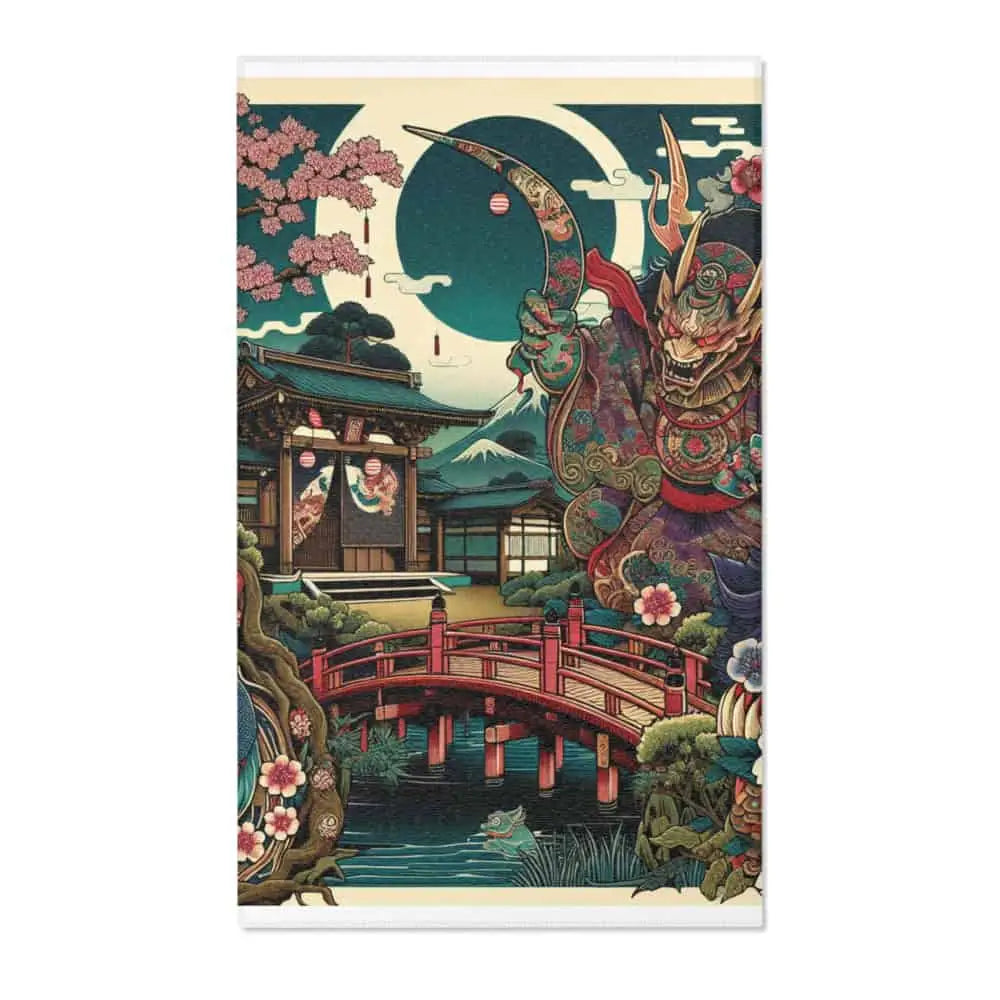 Japanese Yokai Area Rug with Vibrant Mythical Design 36’’ ×