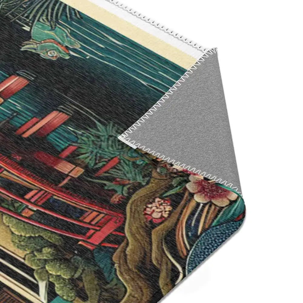 Japanese Yokai Area Rug with Vibrant Mythical Design