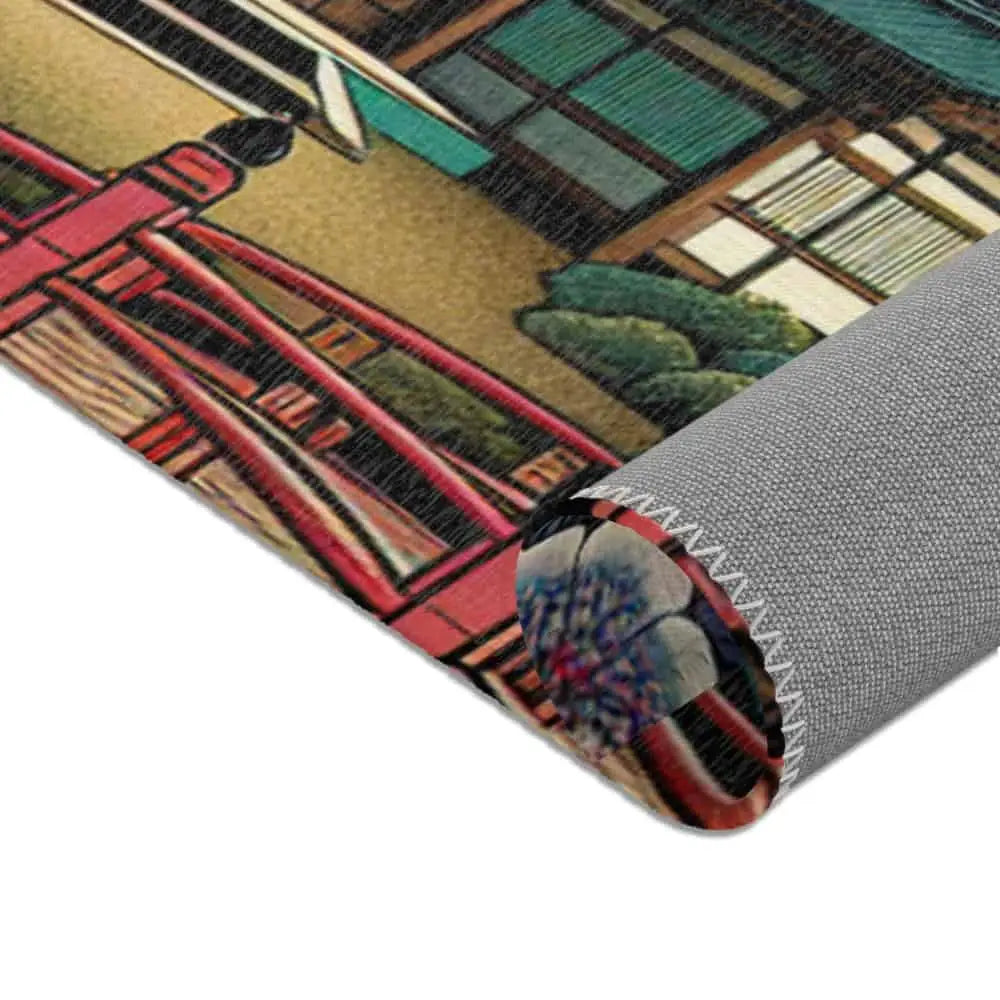 Japanese Yokai Area Rug with Vibrant Mythical Design