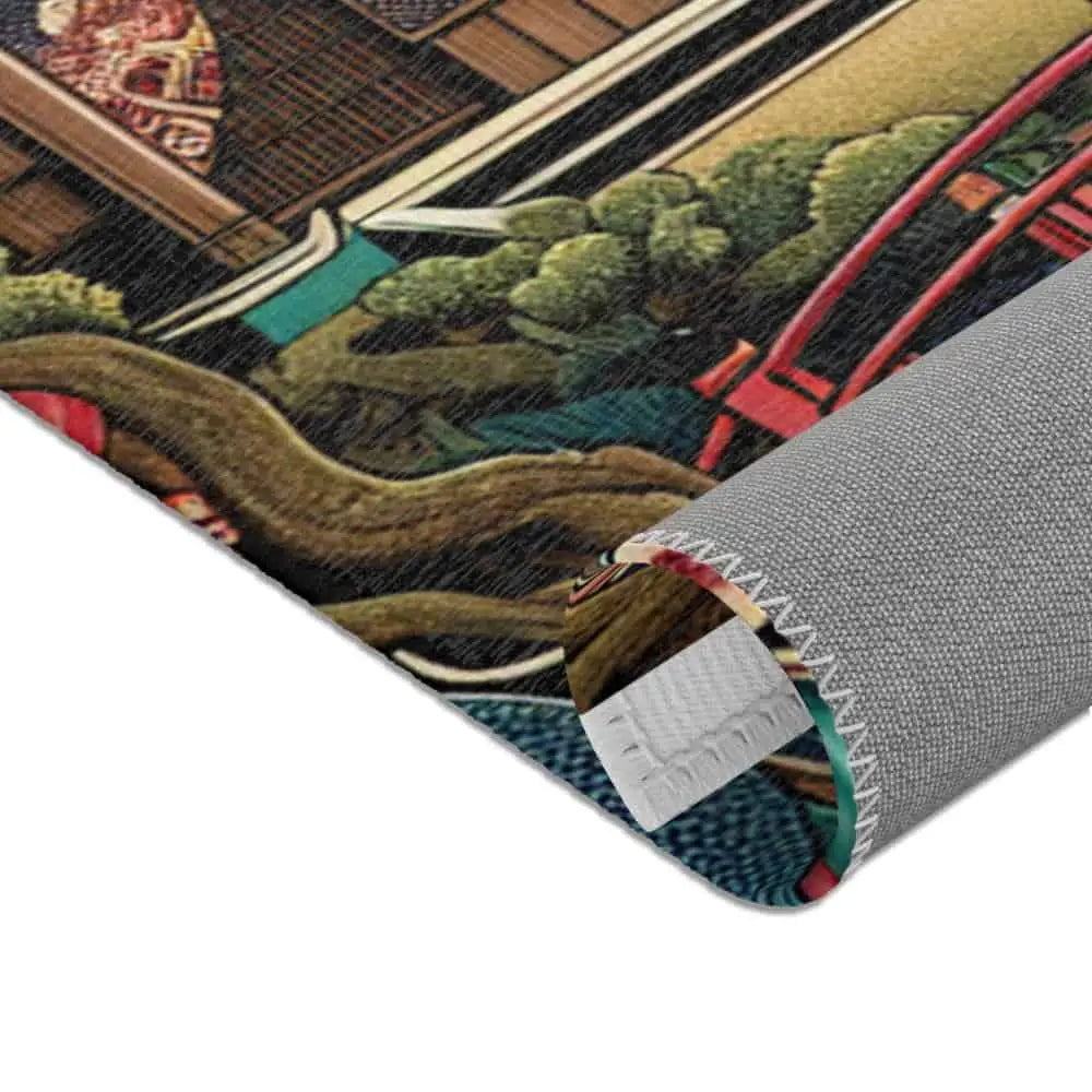 Japanese Yokai Area Rug with Vibrant Mythical Design