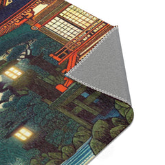 Japanese Yokai Art Area Rug with Edo Period Folklore Design