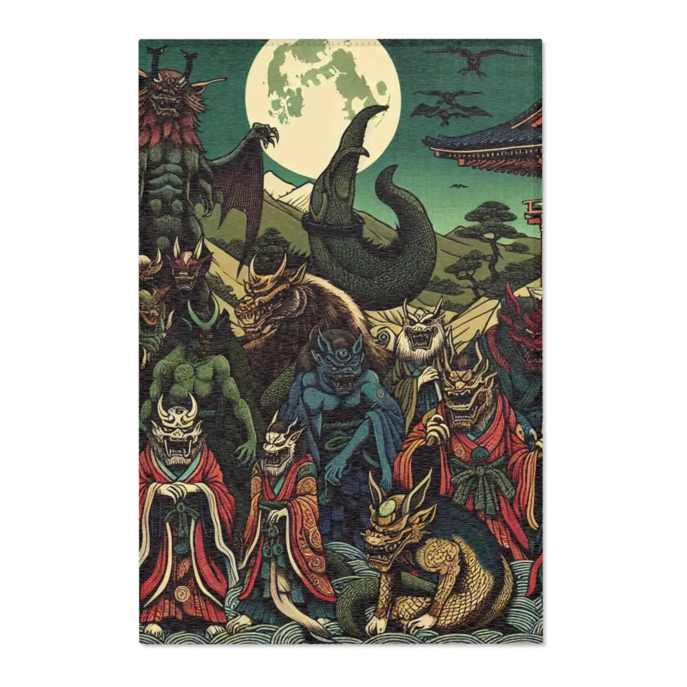 Japanese Yokai-Inspired Area Rug with Edo Style Design 24’’