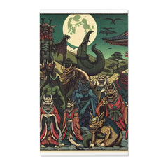 Japanese Yokai-Inspired Area Rug with Edo Style Design 36’’