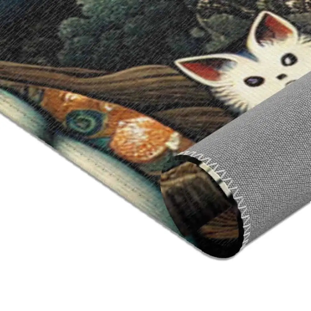 Japanese Yokai Rug with Kappa Tengu and Kitsune Design