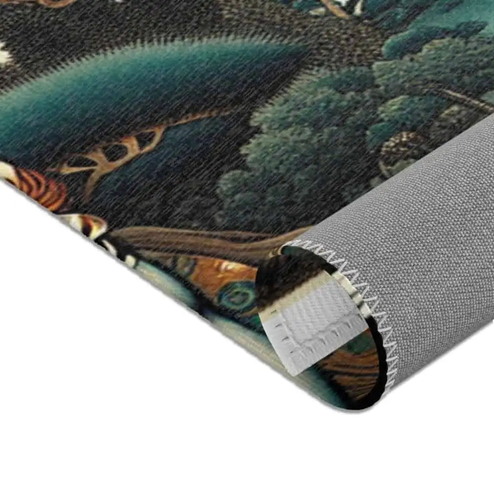 Japanese Yokai Rug with Kappa Tengu and Kitsune Design