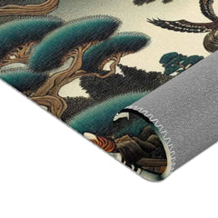 Japanese Yokai Rug with Kappa Tengu and Kitsune Design