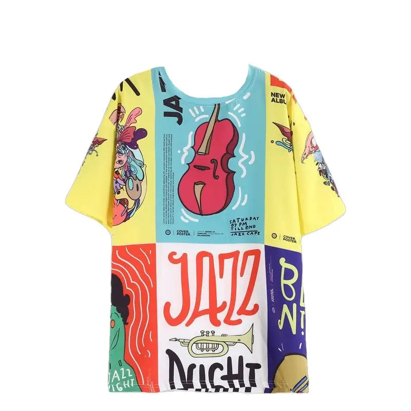 Jazz Night, Musical Short Sleeve Tee Dress