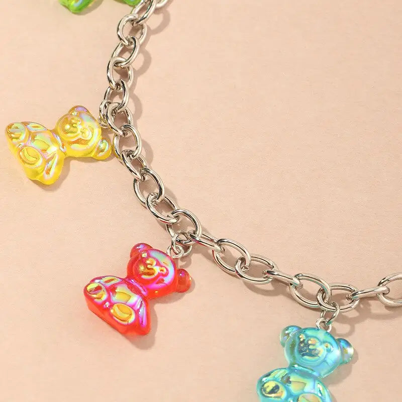 Jelly Gummy Bear Chain Necklace for Everyday Wear