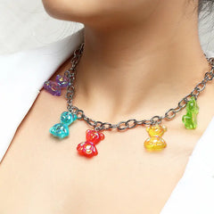 Jelly Gummy Bear Chain Necklace for Everyday Wear