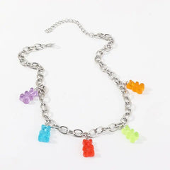 Jelly Gummy Bear Chain Necklace for Everyday Wear C
