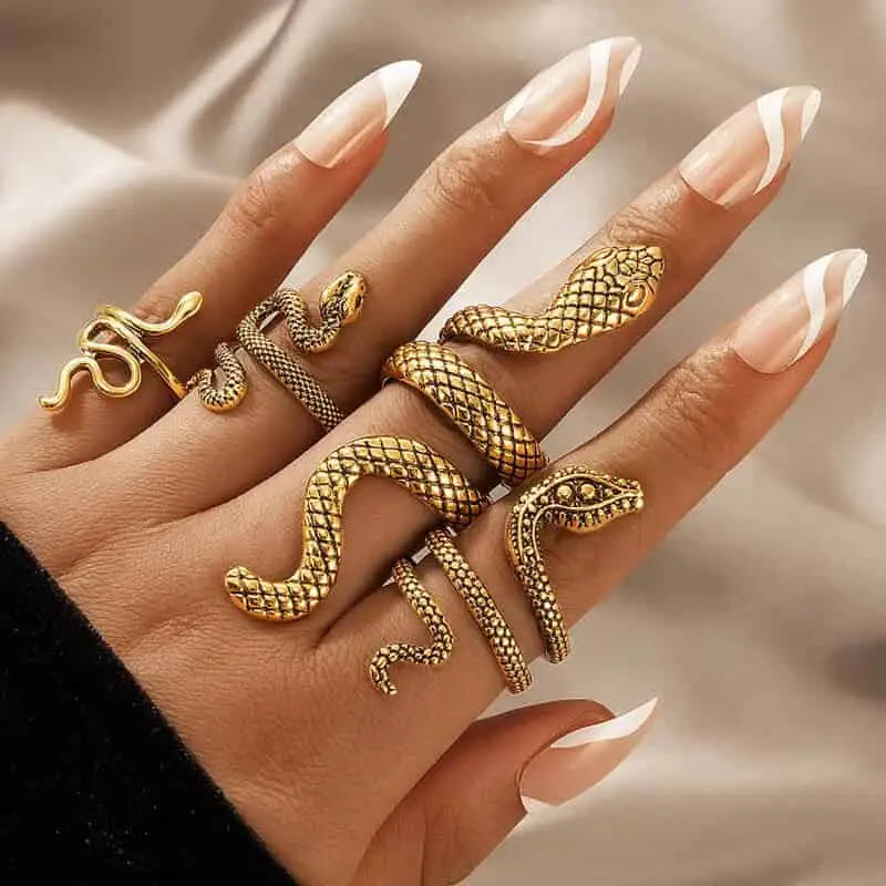 Jewelry Accessory Adjustable Finger Ring Set - Resizable