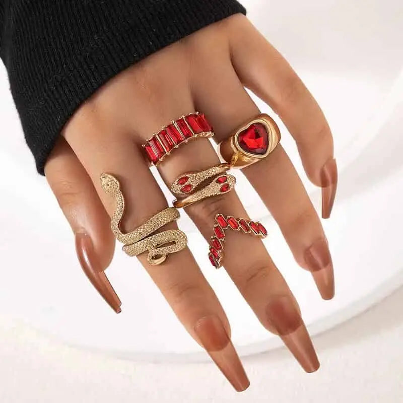 Jewelry Accessory Adjustable Finger Ring Set - Resizable