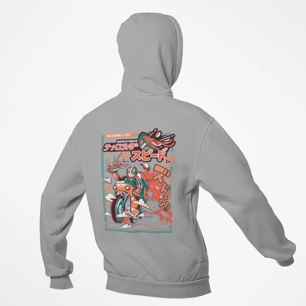 Kamen Rider Printed Urban Hoodie Japanese Design Sport Grey