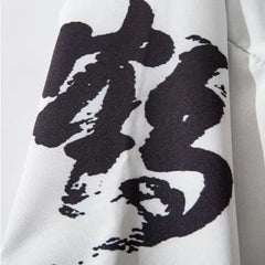 Kanji Crane Japanese Style 3/4 Sleeve Kimono