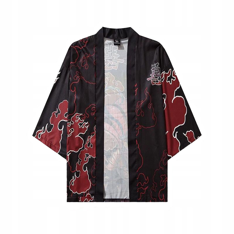 Kanji Japanese Demon 3/4 Sleeve Kimono - KIMONO