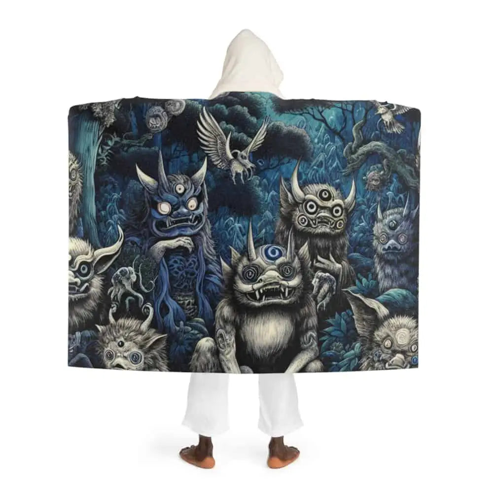 Kasumi Hashimoto - Japanese Yōkai Hooded Sherpa Fleece Blanket