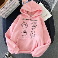 Kawaii Cat Korean Hoodie for Women My beach essentials / S