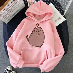 Kawaii Cat Korean Hoodie for Women party with hat / S / Pink