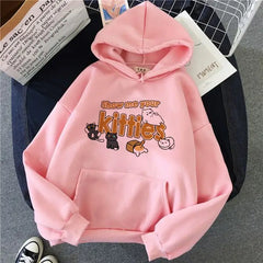 Kawaii Cat Korean Hoodie for Women Show me your kitties / S