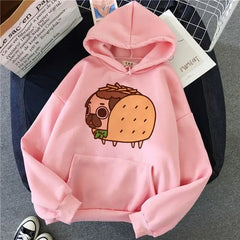Kawaii Cat Korean Hoodie for Women Taco Dog / S / Pink