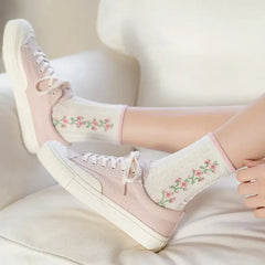 Kawaii Floral Braided Tube Socks for Everyday Wear