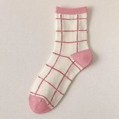 Kawaii Floral Braided Tube Socks for Everyday Wear Pink