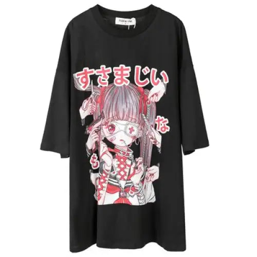 Kawaii Girl Print Oversize Japanese Tshirt