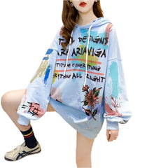 Kawaii Graffiti Dinosaur Oversized Hoodie