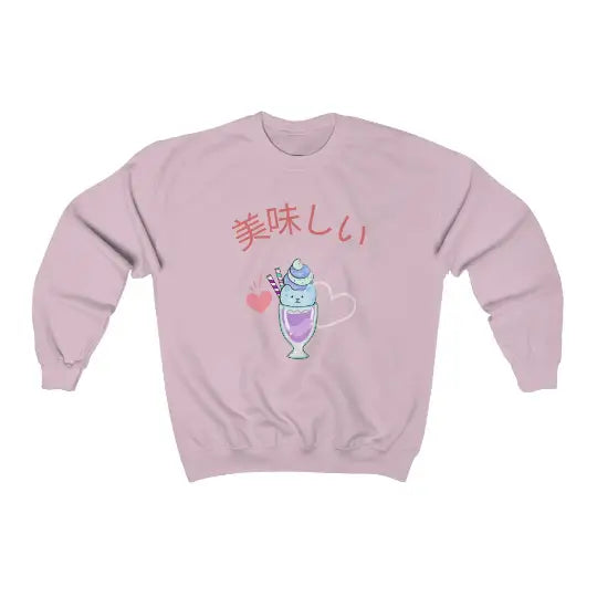 Kawaii Ice Cream Crewneck Sweatshirt - Light Pink / S