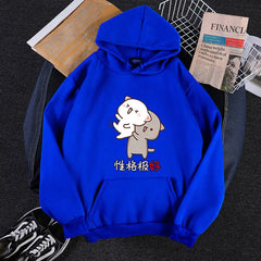 Kawaii Japanese Cartoon Cat Hoodie for Cool Weather Blue
