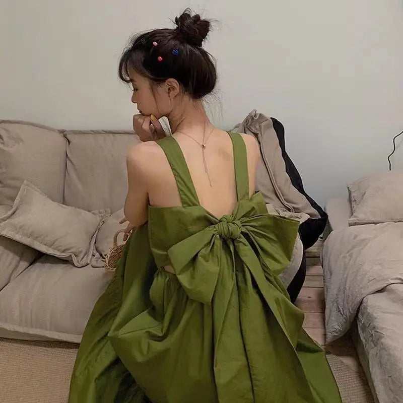 Kawaii Sleeveless Bow Knot Backless Dress - dress