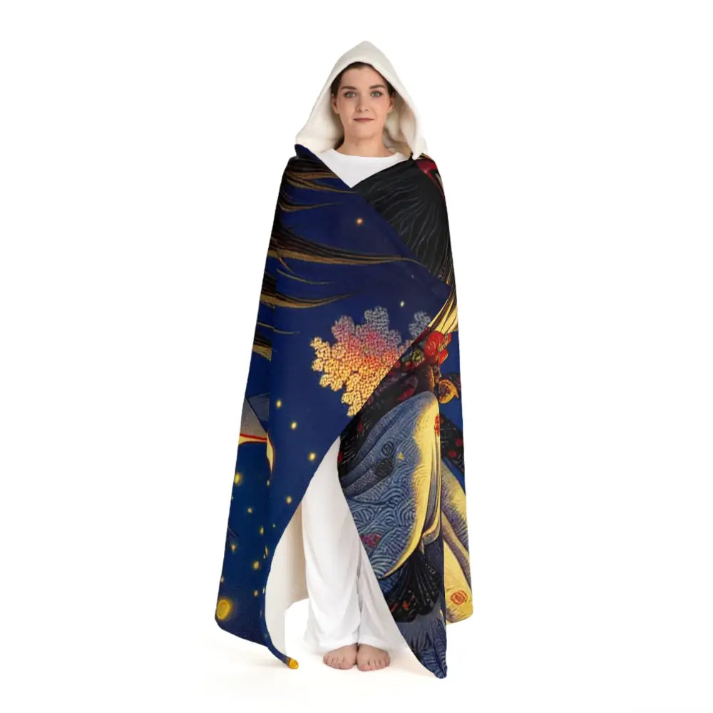 Kazuki Hokusai Hooded Sherpa Fleece Blanket One size / Cream