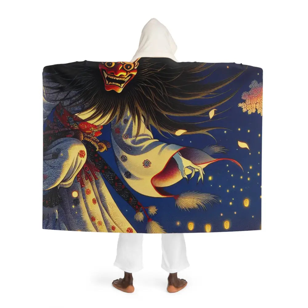 Kazuki Hokusai Hooded Sherpa Fleece Blanket One size / Cream