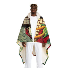 Kazuki Hokusai Yokai Hooded Sherpa Fleece Blanket One size