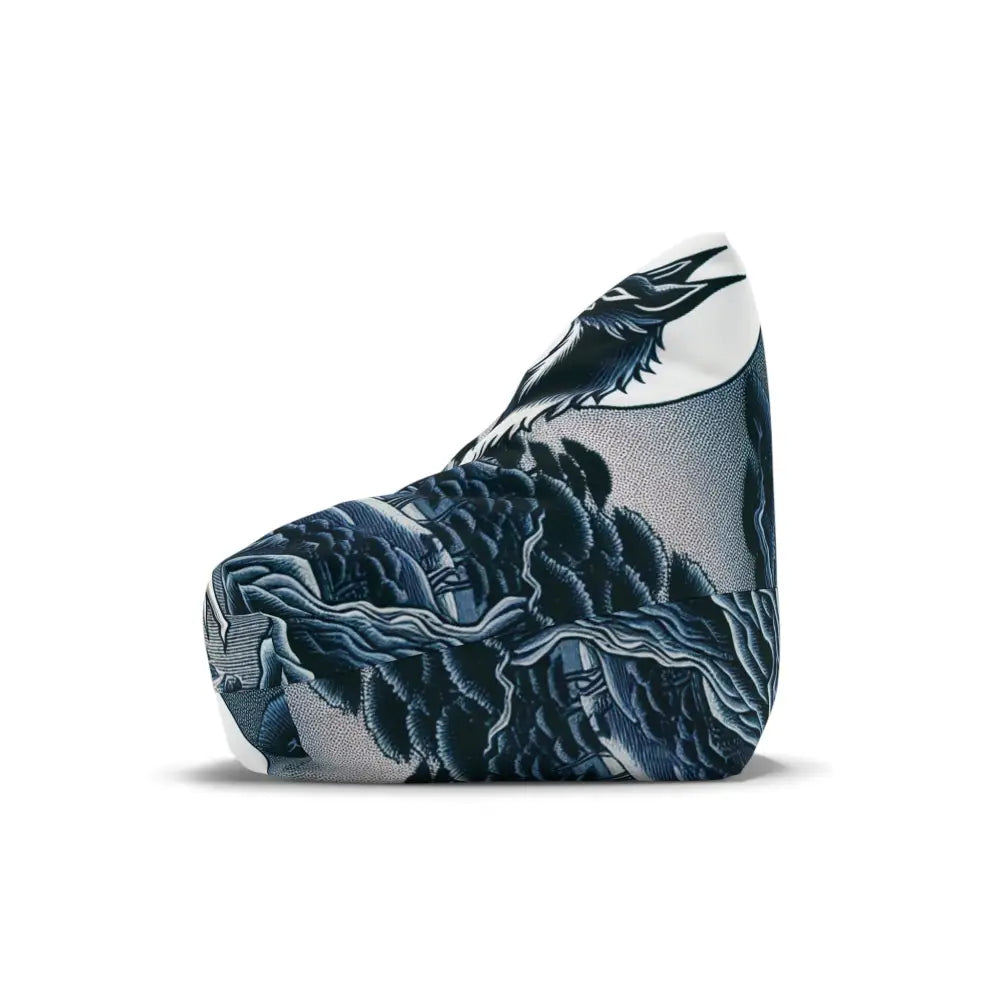 Kitsune Yokai Bean Bag Chair Cover in Blue and Silver