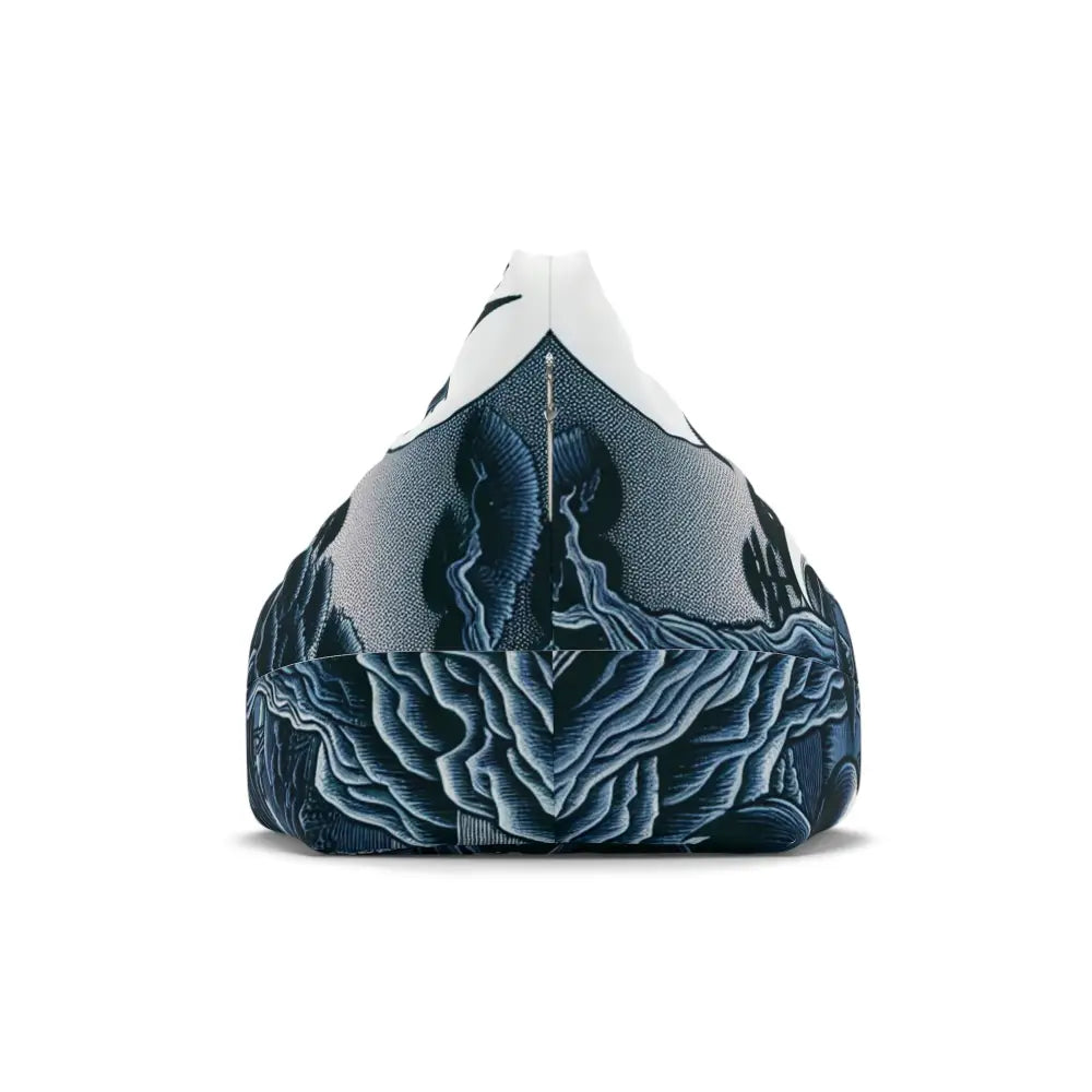 Kitsune Yokai Bean Bag Chair Cover in Blue and Silver