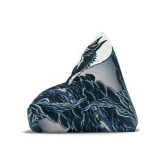 Kitsune Yokai Bean Bag Chair Cover in Blue and Silver