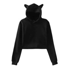 Kitty Hooded Cat Ears Hoodie for Everyday Wear Black / XS