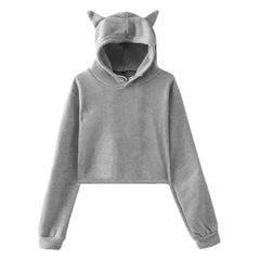 Kitty Hooded Cat Ears Hoodie for Everyday Wear Grey / XS