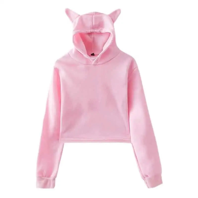 Kitty Hooded Cat Ears Hoodie for Everyday Wear Pink / XS
