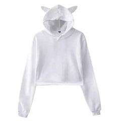 Kitty Hooded Cat Ears Hoodie for Everyday Wear White / XS