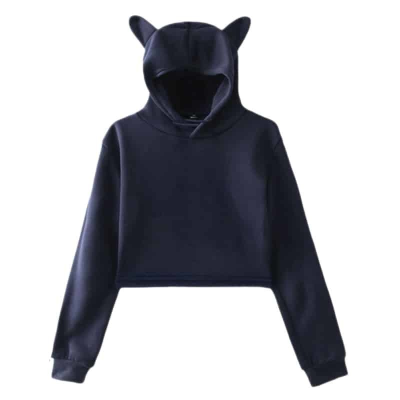 Kitty Hooded with Cat Ears Hoodie - Navy Blue / XS - hoodie